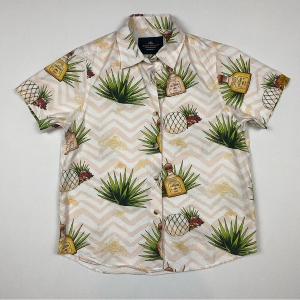 Simply‎ Perfect Patron Tequila Hawaiian Button Down Shirt